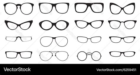 Eyeglasses silhouette set Royalty Free Vector Image