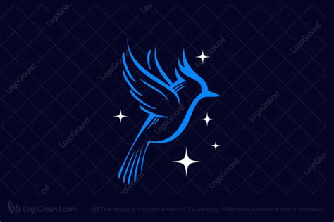 Flying Blue Jay Bird Silhouette Logo