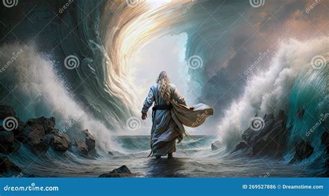 The Story Of Moses Parting The Red Sea. Ai Generated Illustration Stock ...