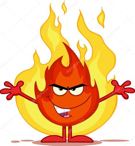 Evil Fire Cartoon Mascot — Stock Vector © HitToon #61080539