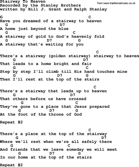 Stairway To Heaven - Bluegrass lyrics with chords