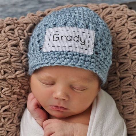 Monogrammed Newborn Baby Hat Personalized Baby Boy Hat - Etsy