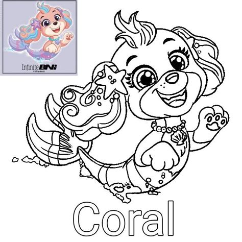 Coral Aqua pups Mer-pup Paw Patrol coloring in 2023 | Paw patrol ...