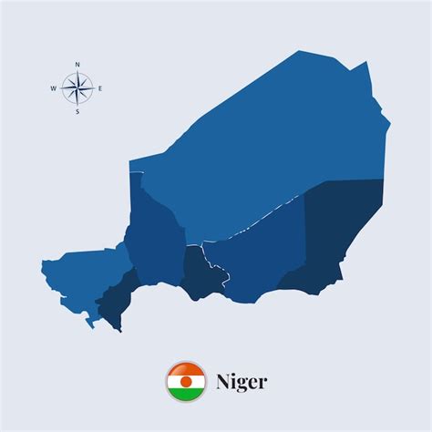 Premium Vector | Niger map with flag Niger flag map