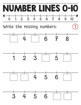 Printable Number Lines 0 to 10 worksheets : Find Missing Numbers {0-10 ...