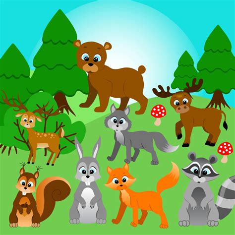 Forest animals clipart Forest clip art Woodland Clipart