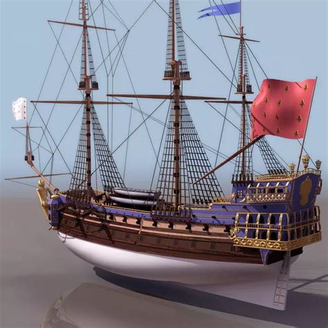 French Navy Frigate Sailing Ship Free 3d Model - .3ds - Open3dModel