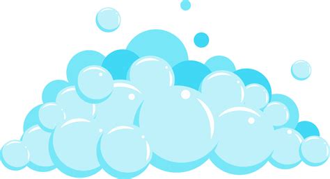 Cartoon soap foam set with bubbles. Light blue suds of bath, shampoo ...