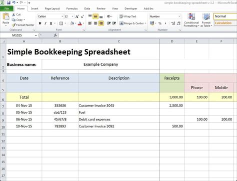 Bookkeeping Template | charlotte clergy coalition