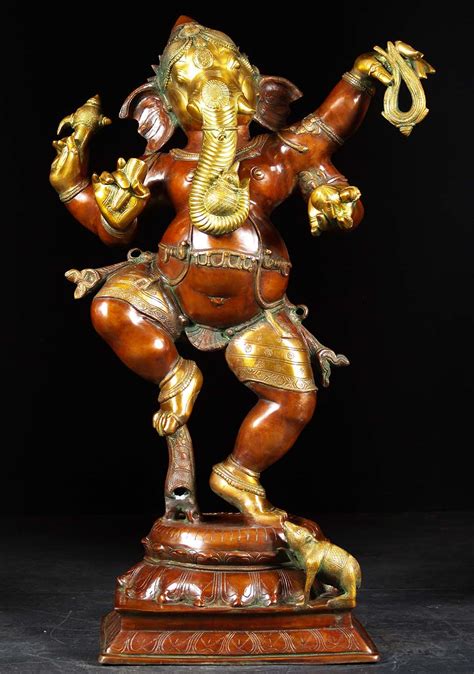 Brass Joyous Dancing Ganesh Statue 40" (#61bs64z): Hindu Gods & Buddha ...