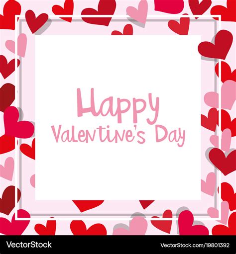 Valentine card template with heart frame Vector Image