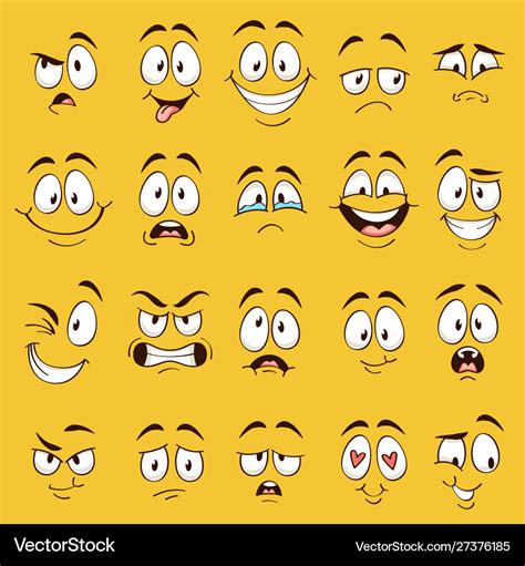 Cartoon faces funny face expressions caricature Vector Image