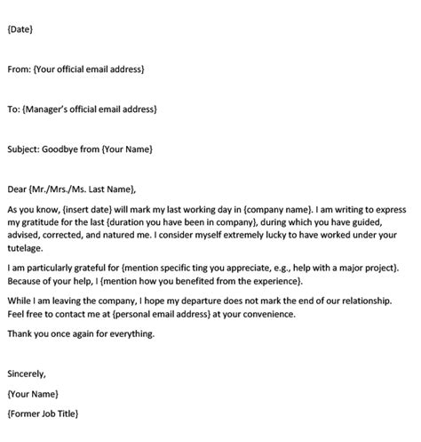 Goodbye Email to the Manager (Sample and Template)