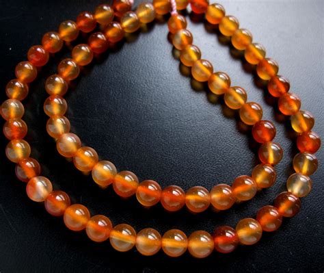 Natural Carnelian 6mm Smooth Round Beads