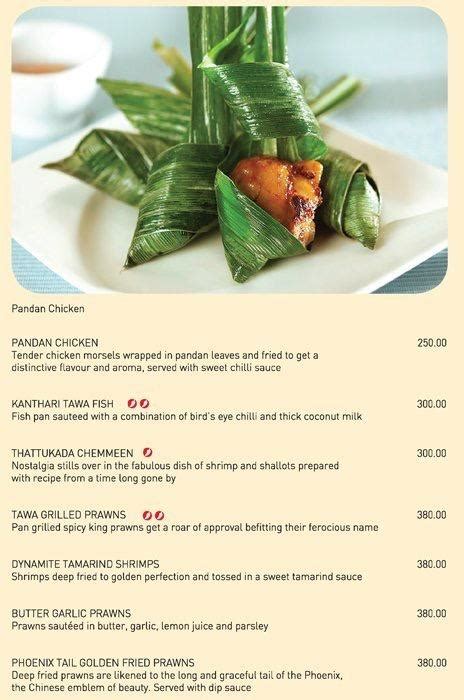 Menu at Paragon, Kochi, Lulu Shopping Mall