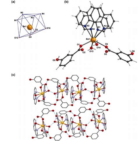 (a) Molecular structure of [Ba(3-hba) 2 (phen) 2 (H 2 O) 2 ] n (3 ...