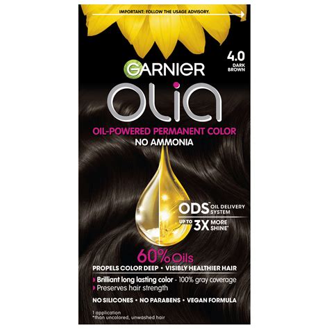 Garnier Olia Oil Powered Permanent Hair Color, 4.0 Dark Brown - Walmart.com