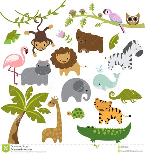 Baby Zoo Animals Vector Clipart | Baby zoo animals, Zoo babies, Jungle ...