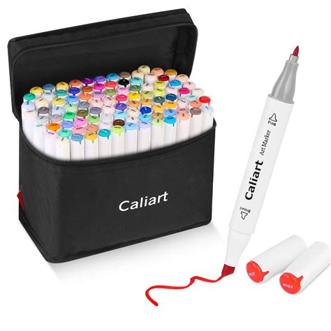 Caliart 100 Colors Artist Alcohol Markers Dual Tip Art Markers Twin ...