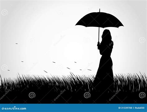 Umbrella Girl stock vector. Image of silence, adult, panoramic - 31339708