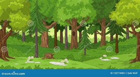 Cartoon Forest Landscape stock vector. Illustration of background ...