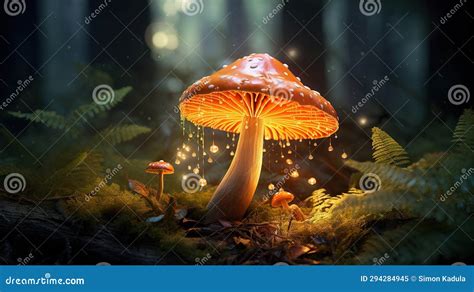 Glowing or Shining Mushroom in the Forest during Night, Nature Concept ...