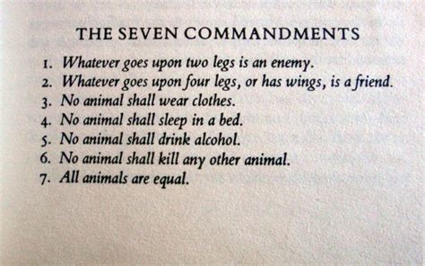 The seven commandments | Animal farm quotes, Animal farm book, Animal ...