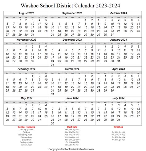 Washoe School District Calendar 2023-2024 School District Calendars