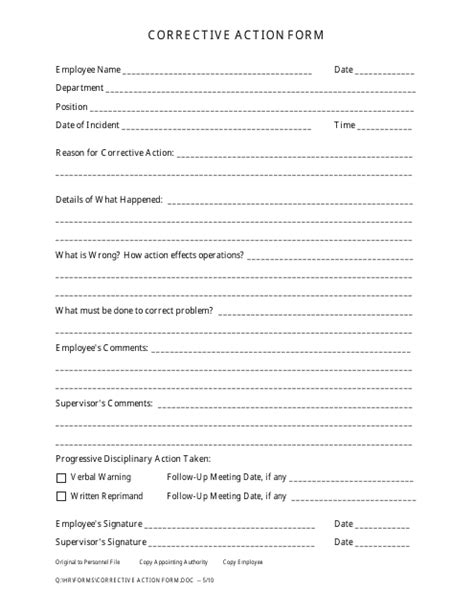 Printable Corrective Action Form - Printable Forms Free Online