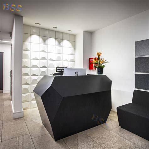 Small Black Reception Desk Modern Curved Black Office Reception Desk ...