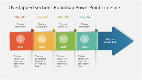 4-Column Overlapped Sections Roadmap PowerPoint Timeline