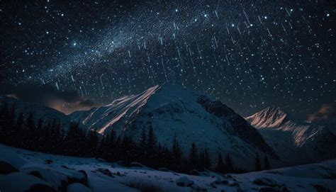 Premium AI Image | A starry night sky over a snowy mountain