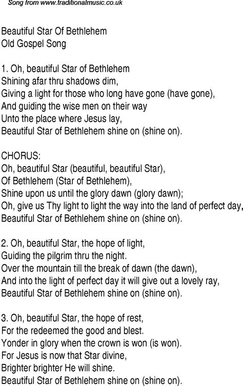 Beautiful Star Of Bethlehem - Christian Gospel Song Lyrics and Chords