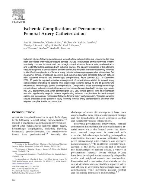 (PDF) Ischemic Complications of Percutaneous Femoral Artery ...