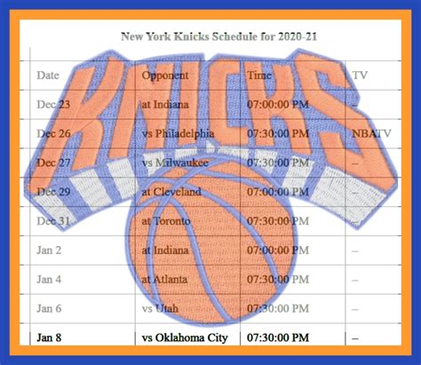 New York Knicks Schedule 2024 25 - Kris Shalne