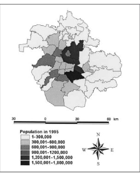 Metropolitan area of Mexico City population distribution for 1995 ...