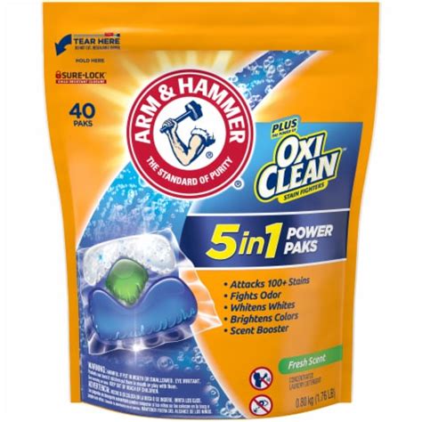 Arm & Hammer Plus Oxi Clean 5 in 1 Power Paks Fresh Scent Concentrated ...