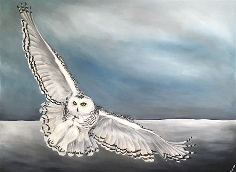 Snowy Owl in flight Acrylic Painting | My Painting | Pinterest | Snowy owl