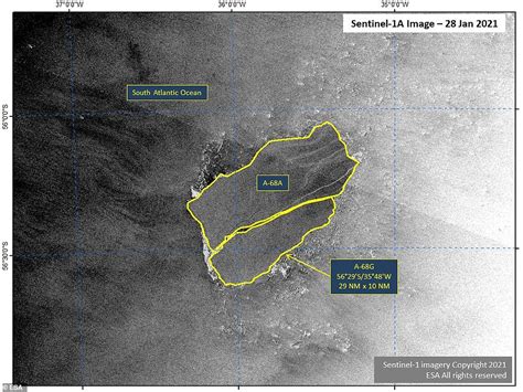 A68a iceberg in Antarctica suffers another major split | Daily Mail Online