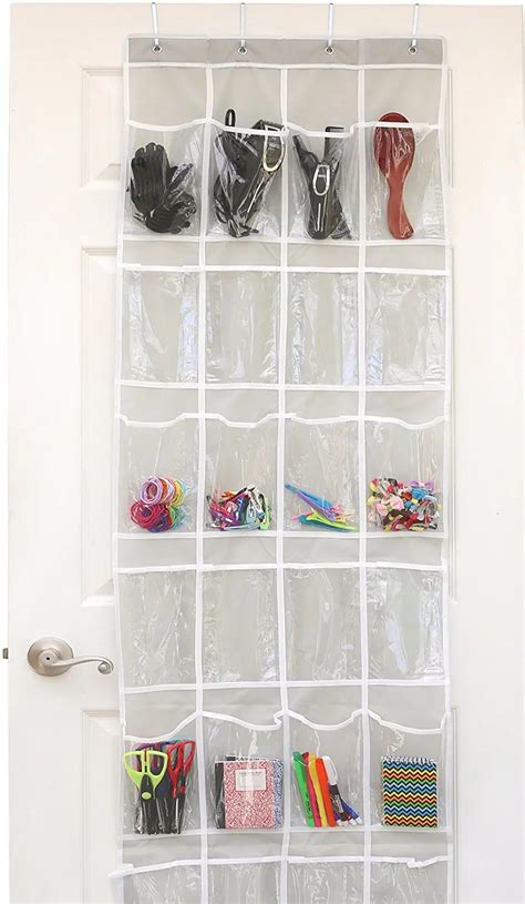 24 Pockets Crystal Clear Over the Door Hanging Shoe Organizer-in ...