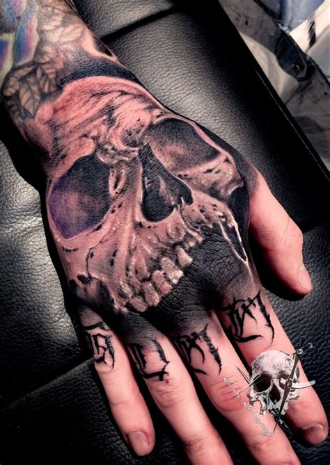 Skull hand tattoo realism | Skull hand tattoo, Back of hand tattoos ...