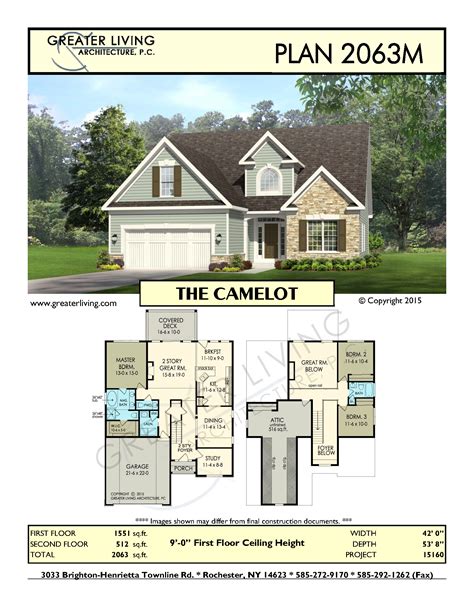 the camellot floor plan is shown with two garages and three living ...