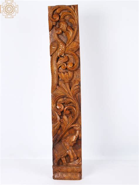 36'' Large Traditional Indian Design Carvings | Wooden Panel | Wall ...