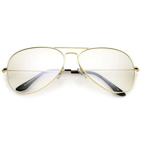 Large Retro Clear Lens Aviator Sunglasses 61mm - zeroUV