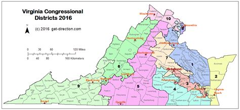 Map of Virginia Congressional Districts 2016