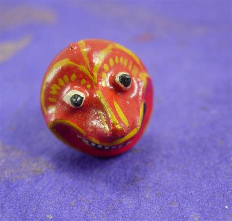 Vintage Halloween Button stud BIZARRE Goblin pumpkin face with teeth ...