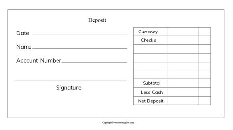 Deposit Receipt Template