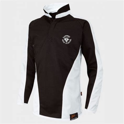 Gartree High Black/White Rugby Shirt w/Logo - Schoolwear Solutions