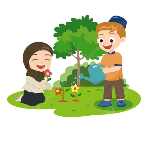 Kid Watering Flower In Nature, Flower, Nature, Kid PNG Transparent ...