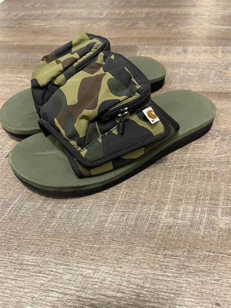 Bape Bape Suicoke 1st Camo Olive Slipper | Grailed